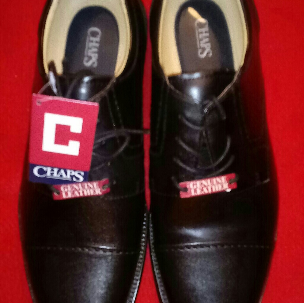 Chaps Men's Black Genuine Leather Dress Shoes
